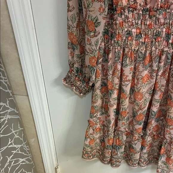 NWT Max Studio Floral Long Sleeve Dress - Pink and Orange in Sz XL - Picture 3 of 14